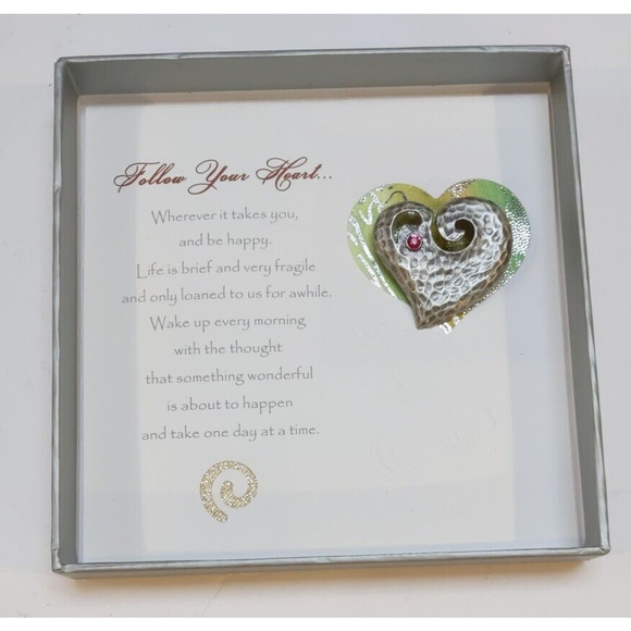 2007 Patricia Darling Dash Heart Pin Brooch With Blank Inside Card NEW Worn Box - Picture 2 of 10